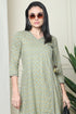 Olive Green Pure Cotton Jaipuri Printed Western Dress
