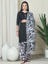 Black Cotton Blend Printed Plus Size Ready to Wear Patiala Salwar Suit