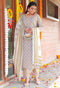 Grey & Peach Pure Cotton Jaipuri Printed Kurta Set With Dupatta