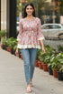 Cream Pure cotton Jaipuri Printed Short Top