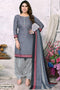 Grey Cotton Blend Printed Unstitched Salwar Suit Material