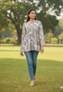 White Pure Cotton Floral Printed Short Top