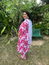 Women Pink & White Cotton Blend Floral Printed Kurta & Pant With Dupatta