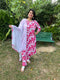 Women Pink & White Cotton Blend Floral Printed Kurta & Pant With Dupatta