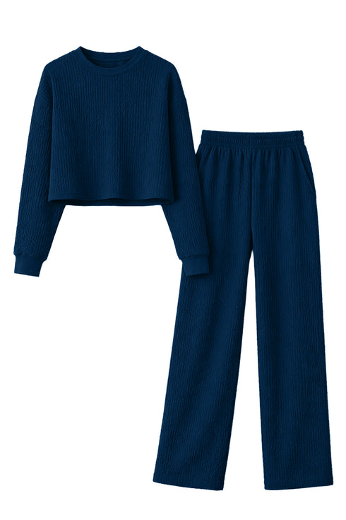 Teal Blue Lycra Solid Oversized Strachable Coords Set