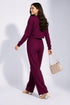 Wine Lycra Solid Oversized Strachable Coords Set