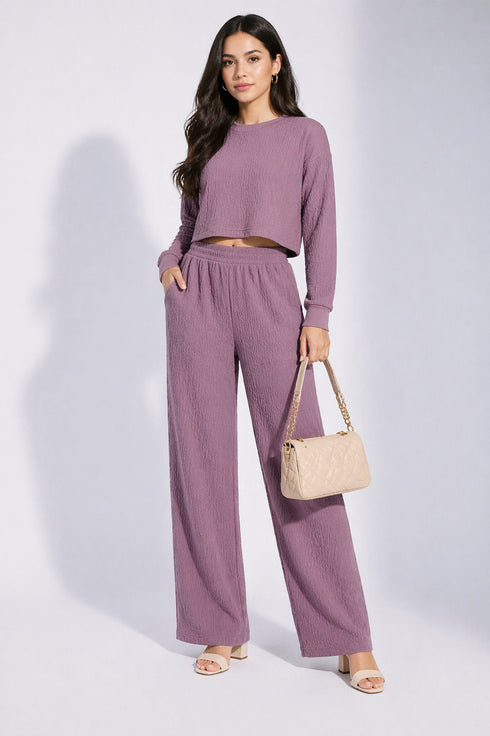 Pink Lycra Solid Oversized Strachable Coords Set
