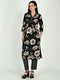 Black Cotton Blend Floral Block Printed Kurta & Pant With Dupatta