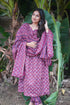 Women's Wine & Beige Cotton Blend Embroidered A-Line Kurta & Pant With Dupatta