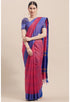 Magenta And Blue Cotton Woven Traditional Saree With Blouse Piece
