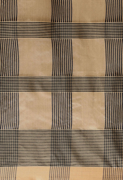 Blue And Beige Cotton Silk Printed Traditional Saree With Blouse Piece