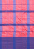 Magenta And Blue Cotton Checks Printed Traditional Saree With Blouse Piece