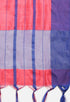 Magenta And Blue Cotton Checks Printed Traditional Saree With Blouse Piece