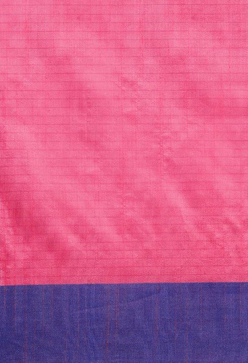 Pink Cotton Striped Printed Traditional Saree With Blouse Piece
