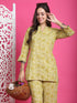 Lime Yellow Pure Cotton Foil Printed Co-ords