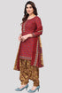 Maroon Cotton Blend Printed Unstitched Salwar Suit Material