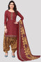 Maroon Cotton Blend Printed Unstitched Salwar Suit Material