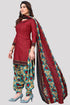 Maroon Cotton Blend Printed Unstitched Salwar Suit Material