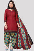 Maroon Cotton Blend Printed Unstitched Salwar Suit Material