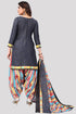 Grey Cotton Blend Printed Unstitched Salwar Suit Material