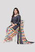 Grey Cotton Blend Printed Unstitched Salwar Suit Material