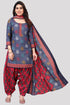 Navy Blue Cotton Blend Printed Unstitched Salwar Suit Material