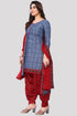 Blue Cotton Blend Printed Unstitched Salwar Suit Material