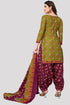 Mahendi Green Cotton Blend Printed Unstitched Salwar Suit Material