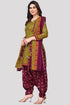 Mahendi Green Cotton Blend Printed Unstitched Salwar Suit Material