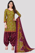 Mahendi Green Cotton Blend Printed Unstitched Salwar Suit Material