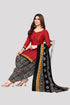 Red Cotton Blend Printed Unstitched Salwar Suit Material