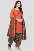 Orange Cotton Blend Printed Unstitched Salwar Suit Material
