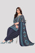 Navy Blue & Teal Green Cotton Blend Printed Unstitched Salwar Suit Material