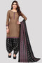 Light Brown Cotton Blend Printed Unstitched Salwar Suit Material