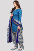 Blue Cotton Blend Printed Unstitched Salwar Suit Material