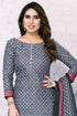 Grey Cotton Blend Printed Unstitched Salwar Suit Material