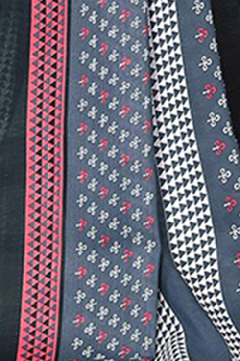 Grey Cotton Blend Printed Unstitched Salwar Suit Material