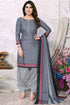 Grey Cotton Blend Printed Unstitched Salwar Suit Material