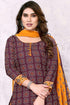 Maroon Cotton Blend Printed Unstitched Salwar Suit Material