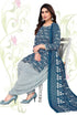 Navy Blue Cotton Blend Printed Unstitched Salwar Suit Material