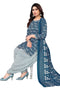 Navy Blue Cotton Blend Printed Unstitched Salwar Suit Material