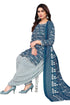 Navy Blue Cotton Blend Printed Unstitched Salwar Suit Material