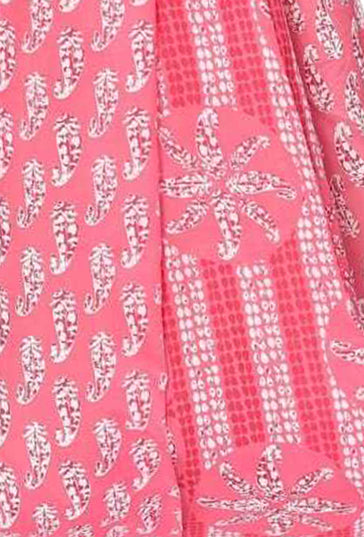 Light Pink & White Cotton Blend Printed Unstitched Salwar Suit Material
