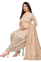 Beige Cotton Blend Printed Unstitched Salwar Suit Material
