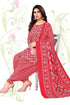 Red & White Cotton Blend Printed Unstitched Salwar Suit Material