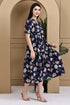 Blue Pure Cotton Floral Printed Gown