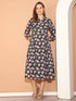 Black Pure Cotton Floral Printed Gown