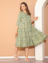 Green Pure Cotton Floral Printed Gown
