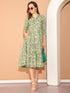 Green Pure Cotton Floral Printed Gown