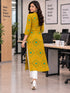 Olive Green Pure Cotton Bandhej Printed Kurti